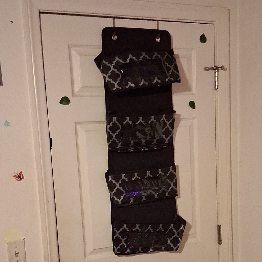 Over-the-Door Black and Gray Hanging Organizer